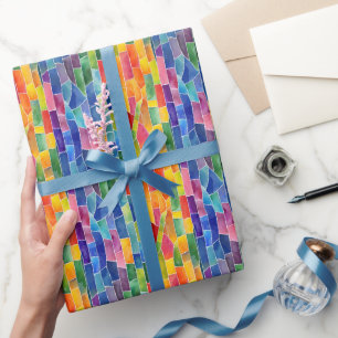 Waterverf Regenboog Glas-in-Lood Cadeaupapier