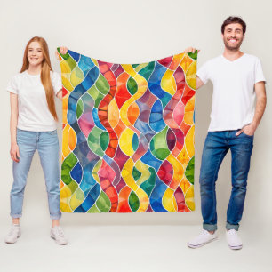 Waterverf Regenboog Glas in Lood Fleece Deken