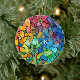 Waterverf regenboog Glas in lood Keramisch Ornament
