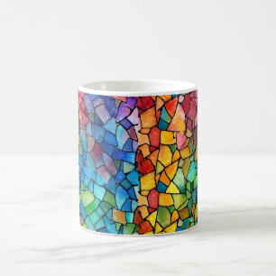 Waterverf regenboog Glas in lood Koffiemok