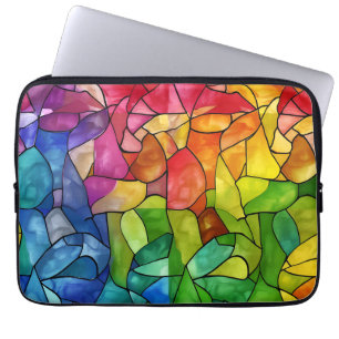 Waterverf regenboog Glas in lood Laptop Sleeve