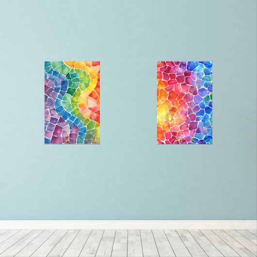 Waterverf regenboog Glas in lood Muurkunst Sets (Houten vloer)