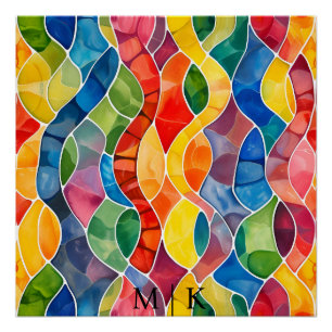 Waterverf regenboog Glas in lood Perfect Poster