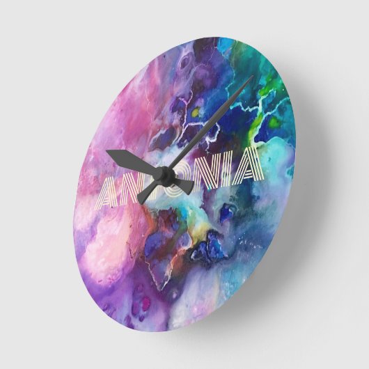 Waterverf regenboog grillige  naam ronde klok (Hoek)