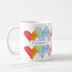 Waterverf regenboog Hand-geschilderde monogram Koffiemok