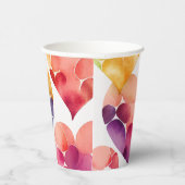 Waterverf regenboog hartenpatroon. Valentijnsdag Papieren Bekers (Rechts)