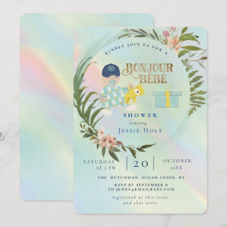 Waterverf Regenboog Holograf Bonjour Jongen Baby Kaart