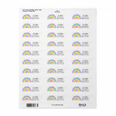 Waterverf regenboog met hart etiket (Full Sheet)