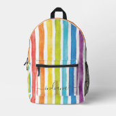 Waterverf Regenboog Monogram Strepen Gepersonalise Bedrukte Rugzak (Voorkant)