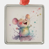 Waterverf regenboog muis kerstversiering metalen ornament (Voorkant)