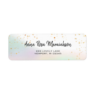 *~* Waterverf Regenboog Pastel Gouden Glitter Eenh Etiket