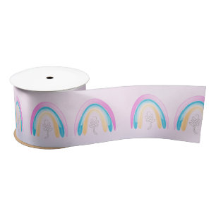Waterverf regenboog Pastel Roze en blauw Lint