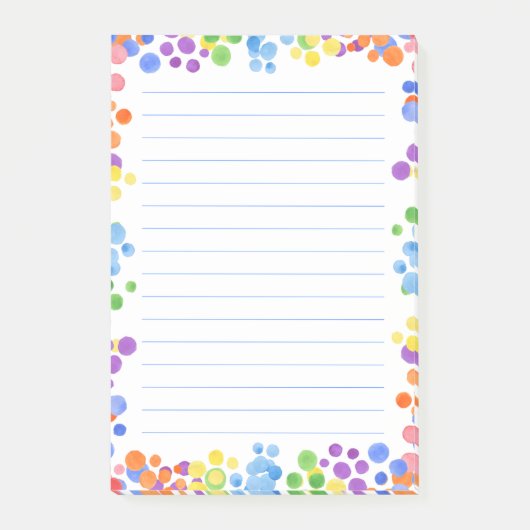 Waterverf Regenboog Stippen Notitieblok Post-it® Notes (Voorkant)