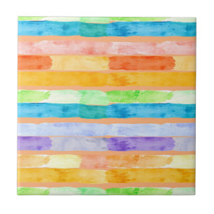 Waterverf Regenboog Strepen Abstract Tegeltje