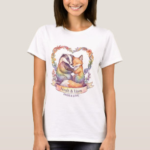 Waterverf Regenboog Vos & Das Pride Gepersonalisee T-shirt