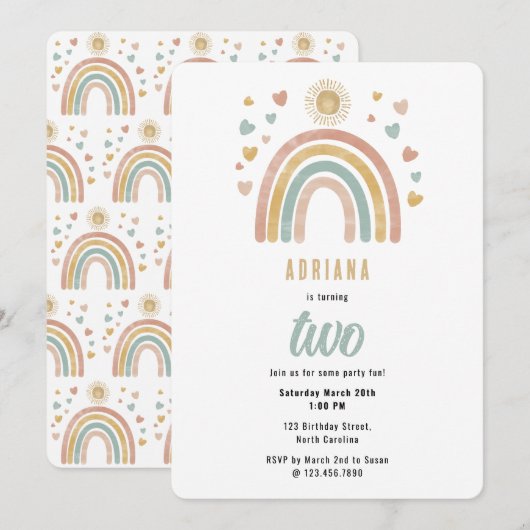 Waterverf regenboog zondag kaart (Voorkant / Achterkant)