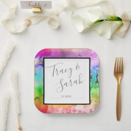 Waterverf regenboogalcohol papieren bordje