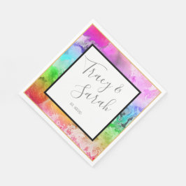 Waterverf regenboogalcohol servet