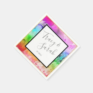 Waterverf regenboogalcohol servet