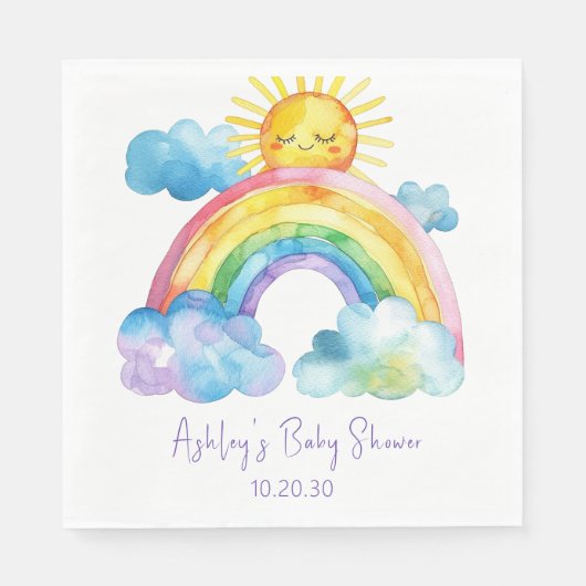 Waterverf regenboogBaby shower Servet (Voorkant)