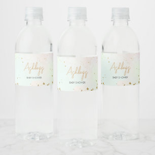 Waterverf regenboogBaby shower Waterfles Etiket