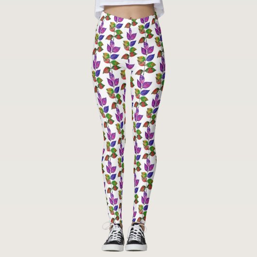 Waterverf regenboogbladeren leggings (Voorkant)