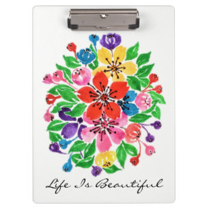 Waterverf regenboogbloemen klembord