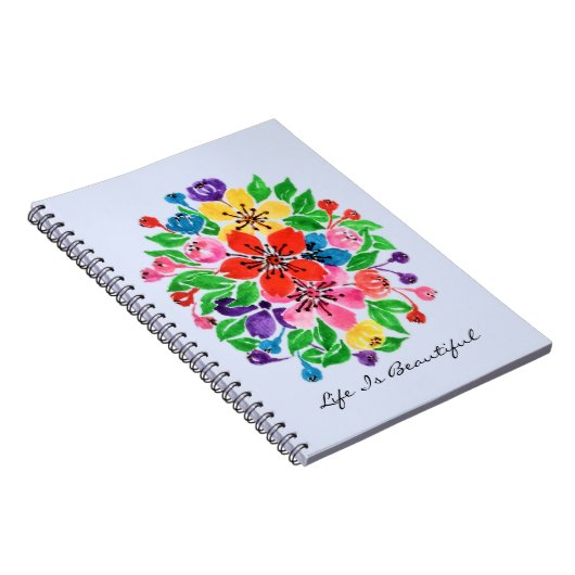 Waterverf regenboogbloemen notitieboek (Rechterzijde)