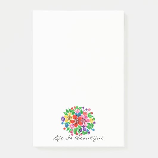 Waterverf regenboogbloemen post-it® notes (Voorkant)