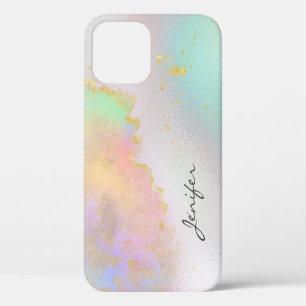 Waterverf regenbooggoud holografisch abstract Hoes