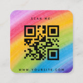 Waterverf regenboogkleurige QR-code bruiloft RSVP Informatiekaartje (Achterkant)