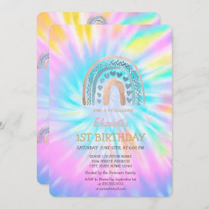 Waterverf regenboogkunst Tie Dye Birthday Kaart