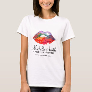 Waterverf regenbooglippen maken make-up t-shirt