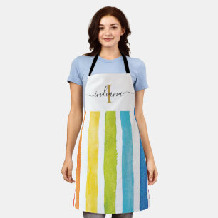 Waterverf regenboogmonogram Manuscript Mam Birthda Schort