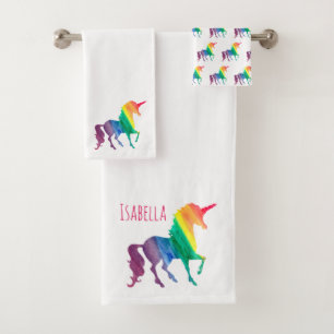 Waterverf Regenboogontsteking Silhouette Persoonli Bad Handdoek