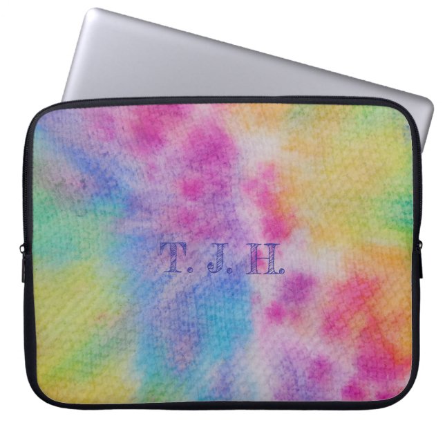 Waterverf regenboogontwerp laptop sleeve (Voorkant)