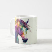 Waterverf regenboogpaarden koffiemok (Voorkant links)