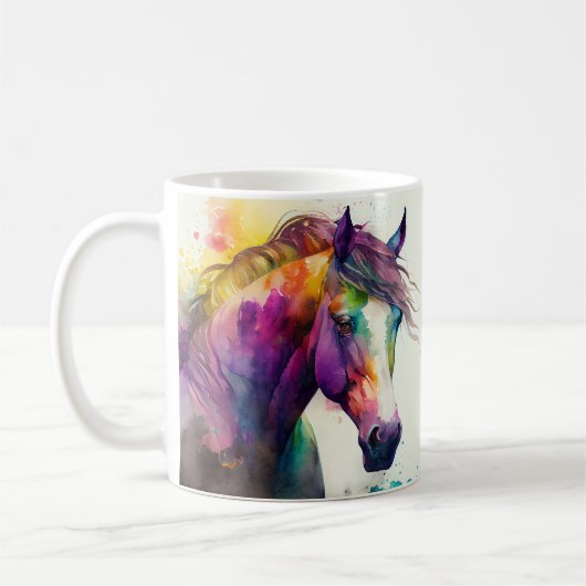 Waterverf regenboogpaarden koffiemok (Links)