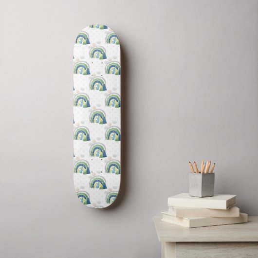 Waterverf regenboogpatroon skateboard (Muurkunst)