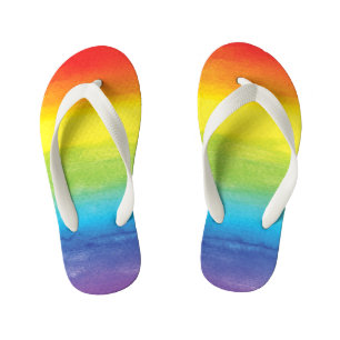 Waterverf regenboogpride, helder vibrant kinder teenslippers