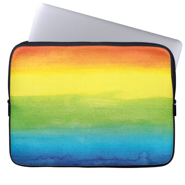 Waterverf regenboogpride, helder vibrant laptop sleeve (Voorkant)
