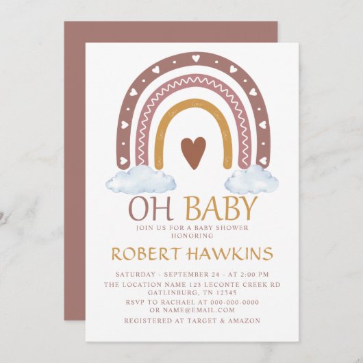 Waterverf regenboogschoeisel Baby shower Kaart (Voorkant / Achterkant)