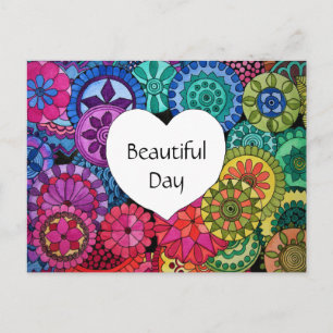 Waterverf Regenboogstraat Mandala met hart Briefkaart