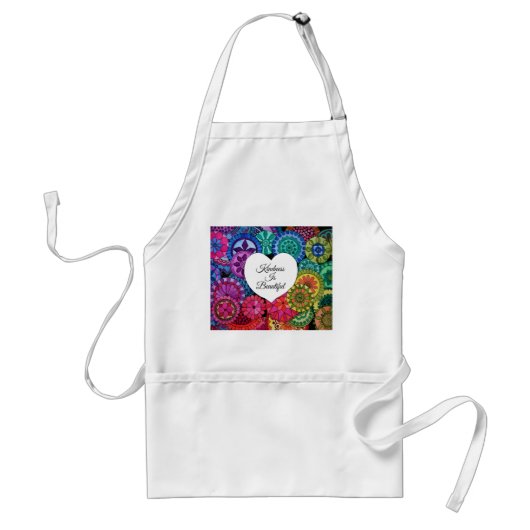 Waterverf Regenboogstraat Mandala met hart Standaard Schort (Voorkant)