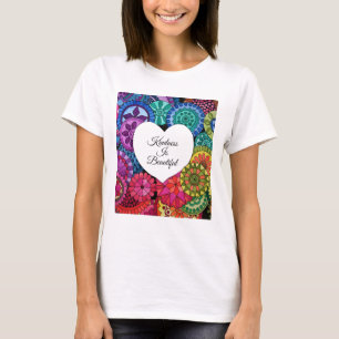 Waterverf Regenboogstraat Mandala met hart T-shirt