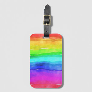Waterverf Regenboogstrips Bagagelabel