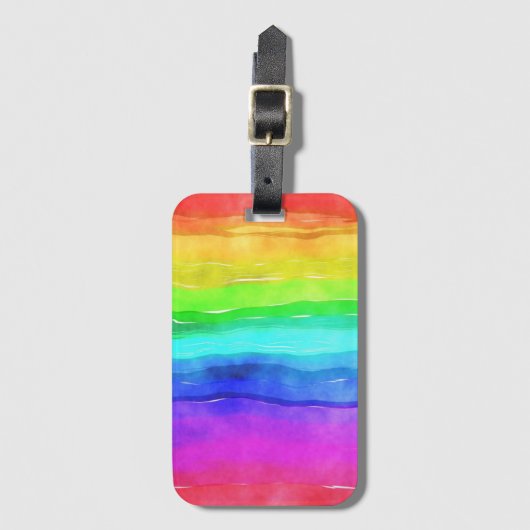 Waterverf Regenboogstrips Bagagelabel (Voorkant (verticaal))