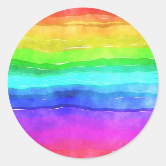 Waterverf Regenboogstrips Ronde Sticker (Voorkant)