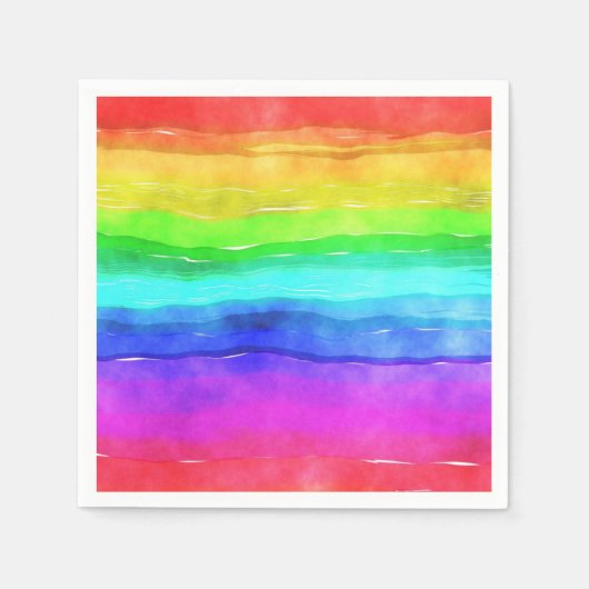 Waterverf Regenboogstrips Servet (Voorkant)