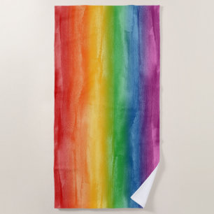 Waterverf Regenboogstrips Strandlaken